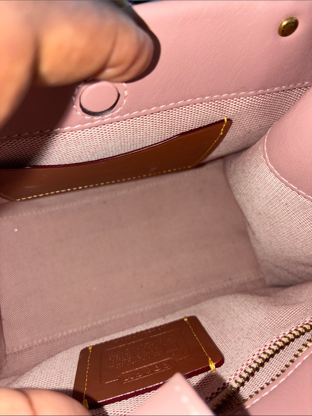 Coach Pink Leather Crossbody with Yellow & Pink Belt Detail - Picture 16 of 17